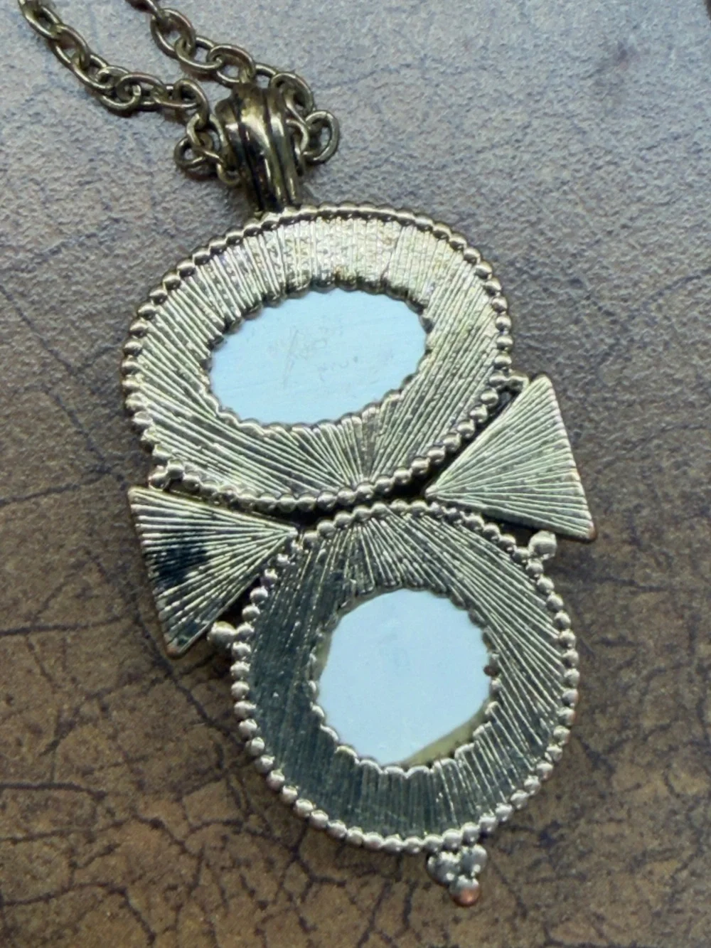 Opalite Pendant Necklace in Antique Gold - Women Jewelry